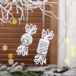 Подвеска «Весёлые конфетки» 3,8*10,6 см (набор 2 шт), Белый/серебро