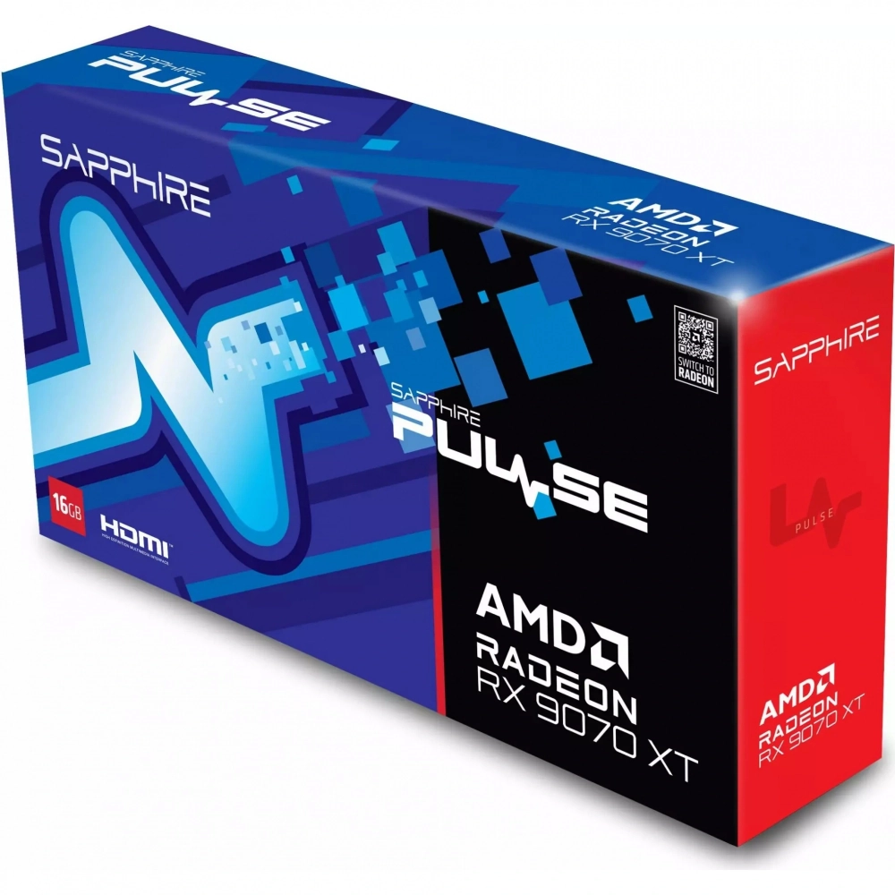Видеокарта Sapphire AMD Radeon RX 9070 XT PULSE GAMING 16GB GDDR6 DUAL HDMI DUAL DP