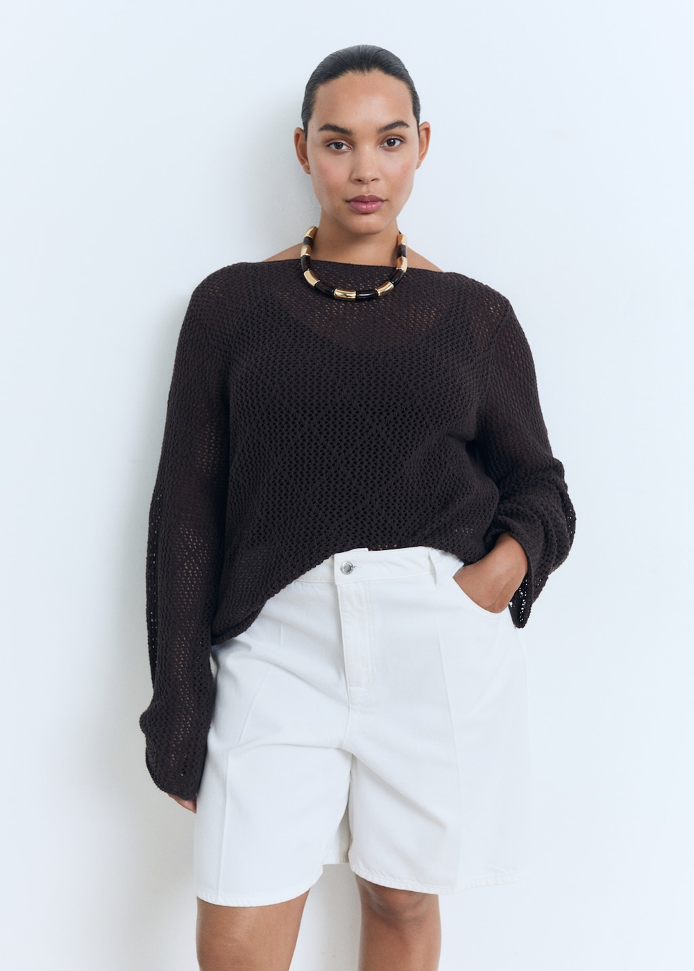 Прямые джинсовые бермуды с высокой посадкой