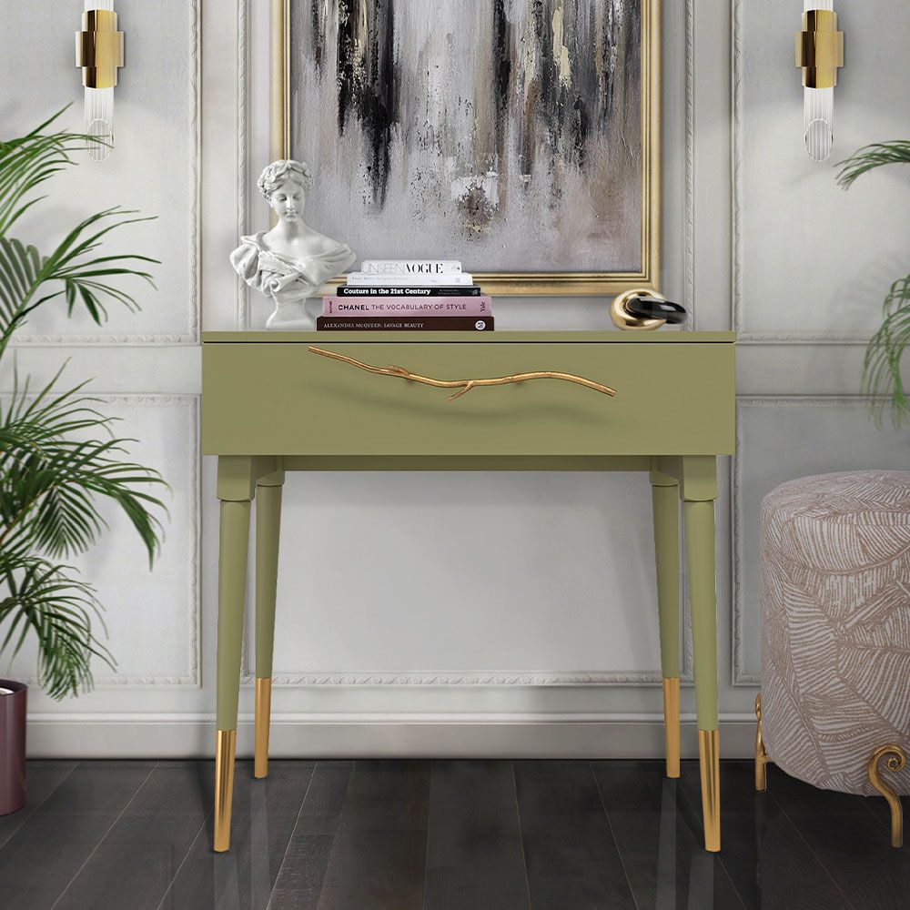 Консоль Арт Колор matte Стайл Голд Зеленая олива матовая