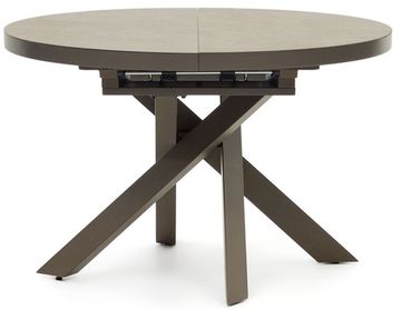 Vashti Круглый раздвижной стол из керамики и стали с коричневой отделкой Ø 120(160) см La Forma Испания 