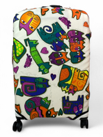Чехол на чемодан 28", цвет белый/разноцветный, Коты