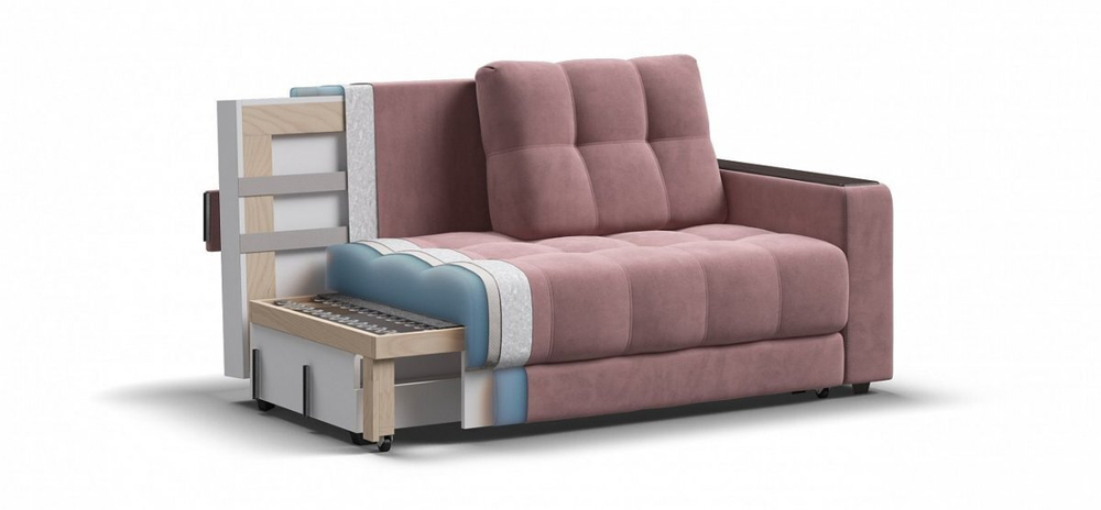 Диван Босс двухместный Велюр Монолит роуз