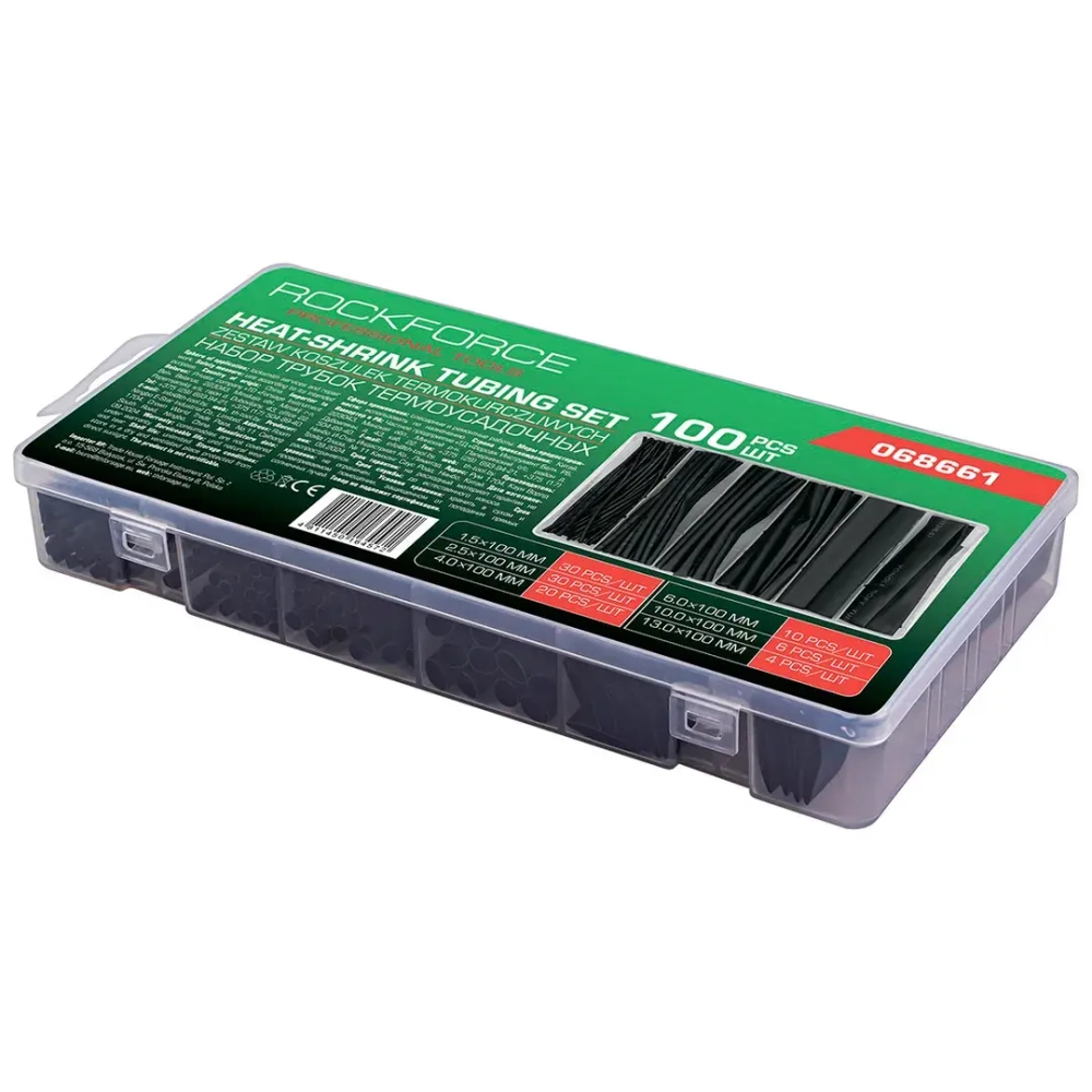 Трубки термоусадочные, набор 100пр. RockFORCE RF-068661