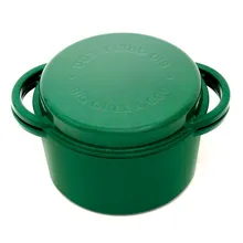 Жаровня чугунная эмалированная с крышкой, 4 л, круглая, зелёная Big Green Egg