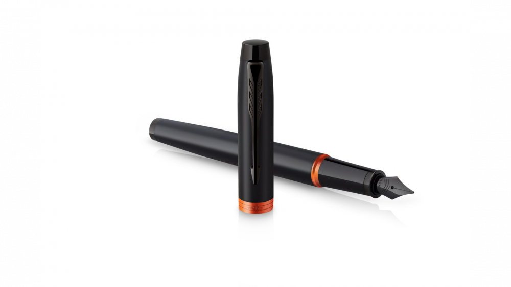 Перьевая ручка Parker IM Vibrant Rings Flame Orange, перо:F/M, цвет чернил: blue, в подарочной упаковке.