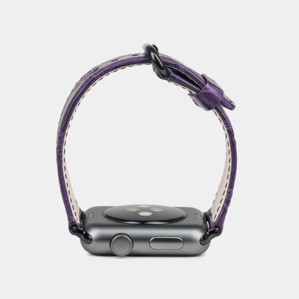 Ремешок для Apple Watch  44/45/46 mm из кожи крокодила, фиолетового цвета