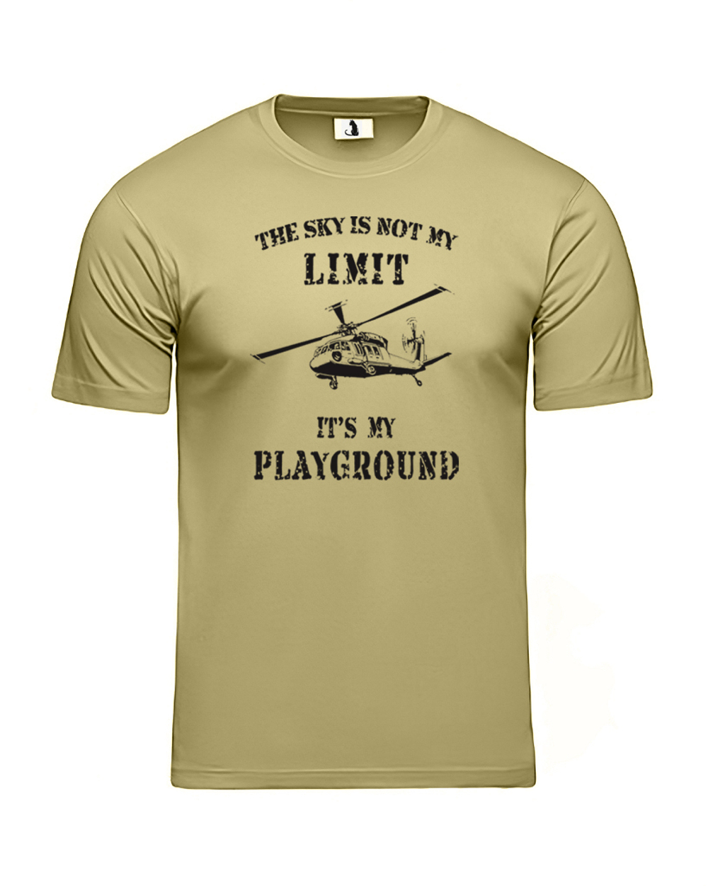 Футболка с вертолетом The sky is not my limit классическая прямая оливковая