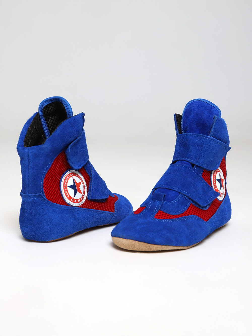 Борцовки для САМБО на липучках синие