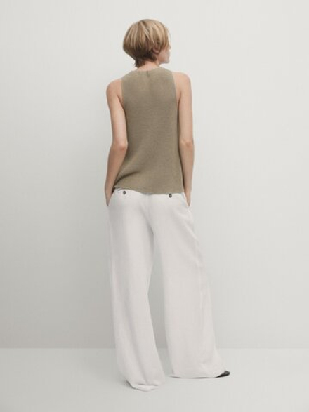 Massimo Dutti Плиссированные брюки, кремовый