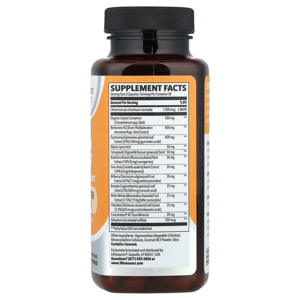 LifeSeasons, Therapeutics, Glucose Stabili-T® с берберином гидрохлоридом, дополнительная сила действия, 90 растительных капсул