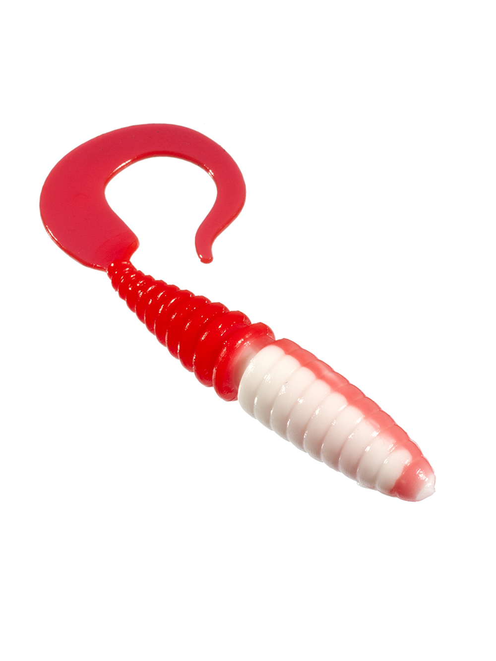 Приманка ZUB-TWIST  90мм(3,5")-5шт, (цвет 010) белое тело-красный хвост