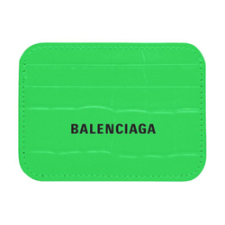 Balenciaga Cow Leather Card Holder Women"s Neon Green