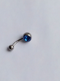 Банан для пупка, 1,6 х 10 мм, с камнем, синий