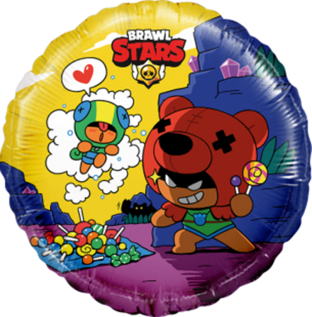 Шар (18""/46 см) Круг, Brawl Stars №4, Леон и Нита, 1 шт. в упак. В39