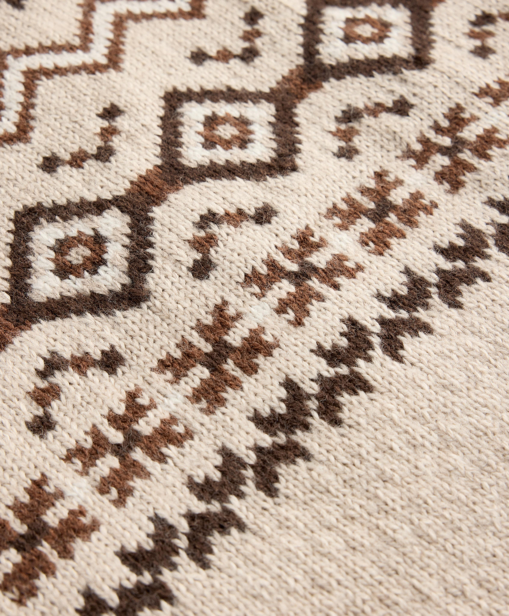 Oysho Жаккардовый трикотажный джемпер с высоким воротом, 10% шерсть, каменный