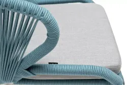 "Милан" стул плетеный из роупа, каркас алюминий светло-серый (RAL7035) шагрень, роуп бирюзовый круглый, ткань светло-серая