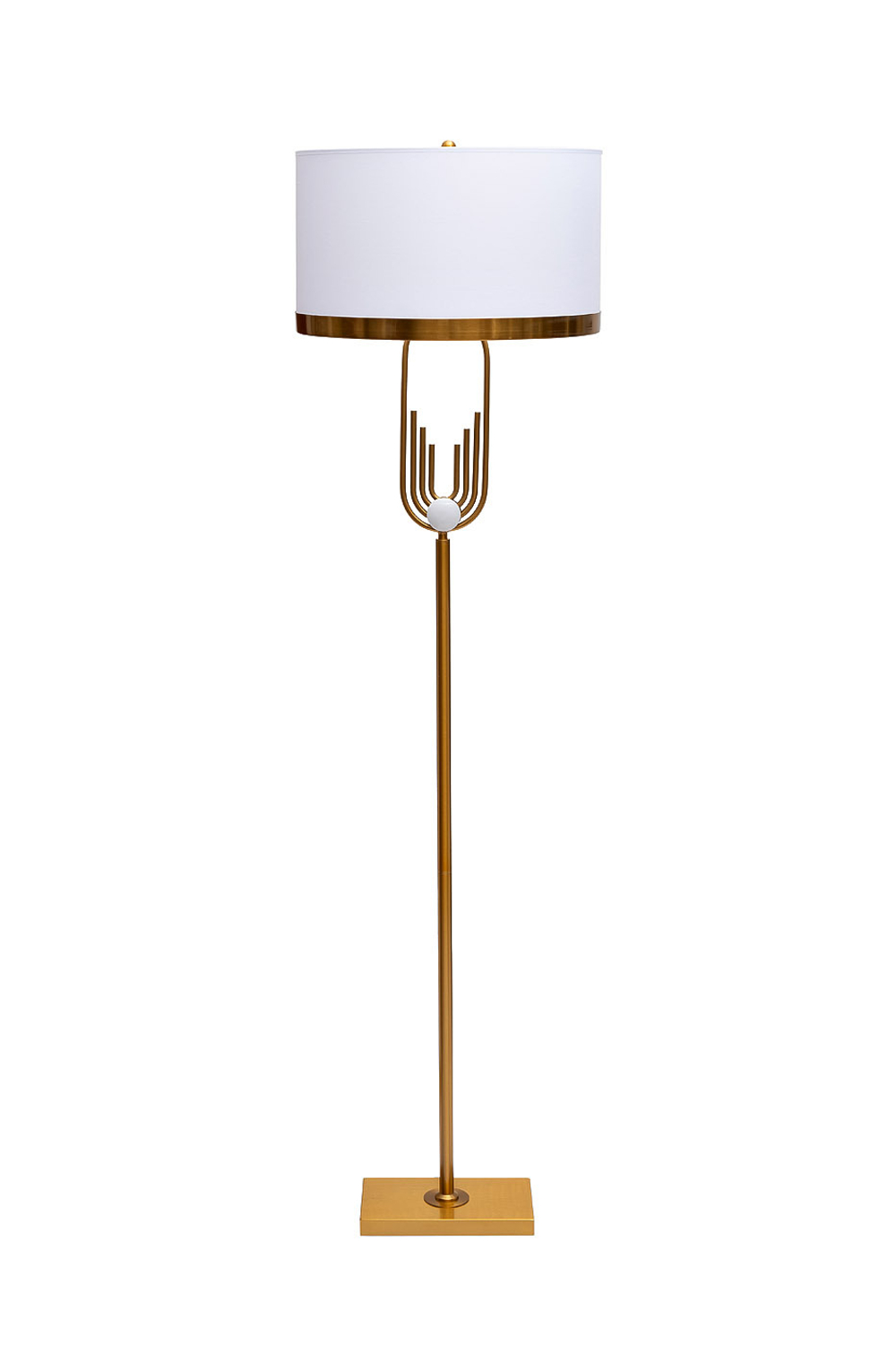 Торшер металлический h165см Garda Decor с белым плафоном стиль ар-деко