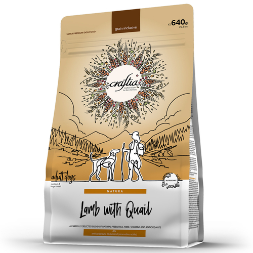 CRAFTIA NATURA Сухой корм для взрослых собак средних и крупных пород из ягненка с перепелкой 640 г