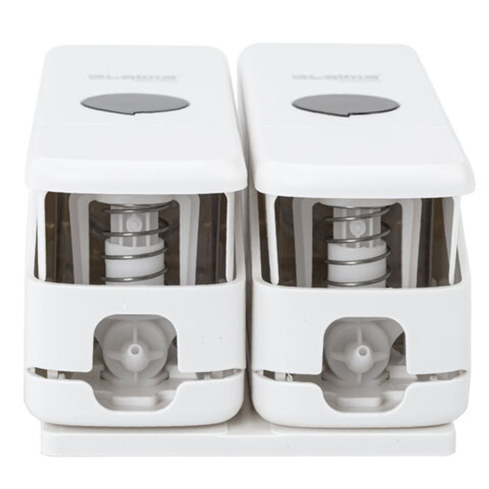 Дозатор двойной 2 х 0,3 л для жидкого мыла/шампуня/геля LAIMA PREMIUM, НАЛИВНОЙ, белый, ABS-пластик, 609499