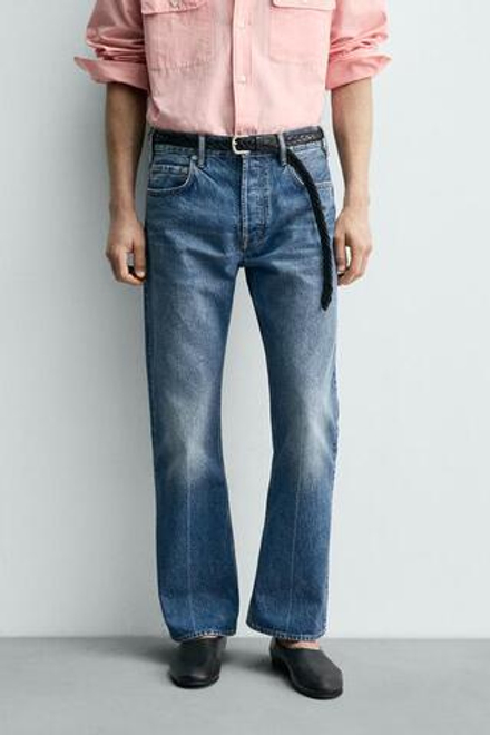 ZARA X AARON LEVINE ДЖИНСЫ STRAIGHT FIT BOOTCUT, ВЫЦВЕТШИЙ СИНИЙ