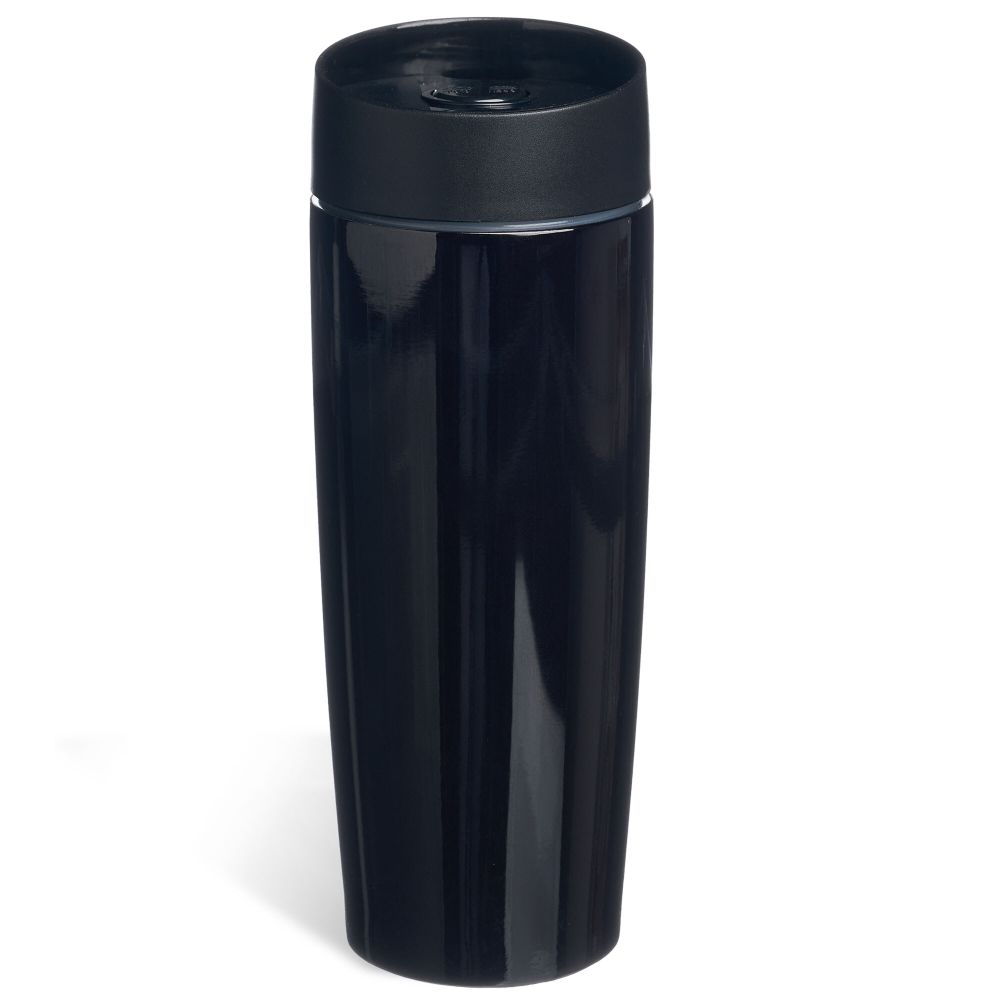 ТЕРМОКРУЖКА AGNESS "ЧЕРНАЯ ПАНТЕРА" С КНОПКОЙ-СТОППЕРОМ , 360МЛ КОЛБА НЕРЖ.СТАЛЬ 18/10