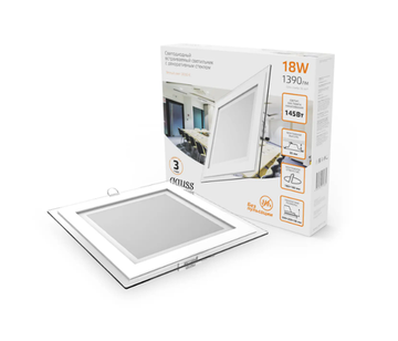 Квадратный светильник с декоративным стеклом Gauss 18W 3000K 948111118