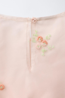 ZARA ПЛАТЬЕ С ВЫШИВКОЙ, ПАСТЕЛЬНО-РОЗОВЫЙ