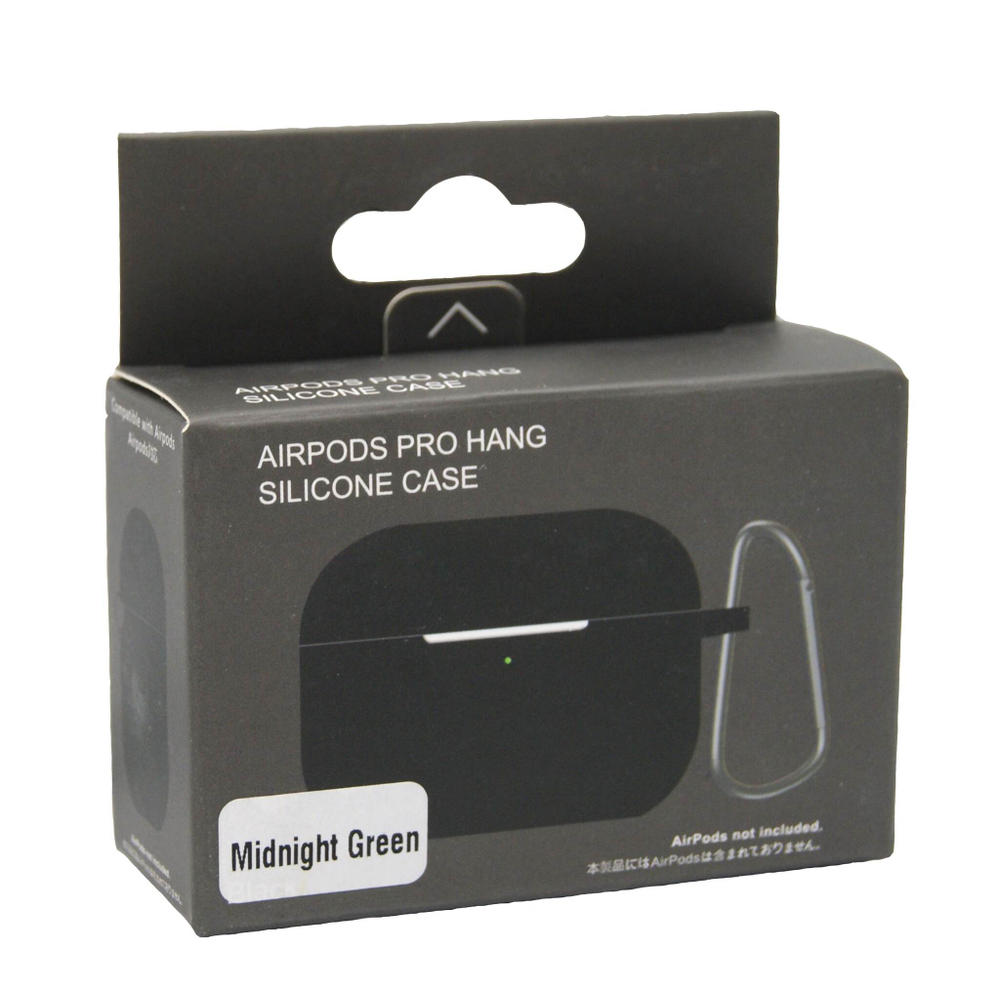 Чехол для AirPods Pro Hang Silicone SL (Midnight Green) с карабином