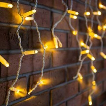 Гирлянда Айсикл (бахрома) светодиодный, 1,8 х 0,5 м, белый провод, 230 В, диоды ТЕПЛЫЙ БЕЛЫЙ, 48 LED