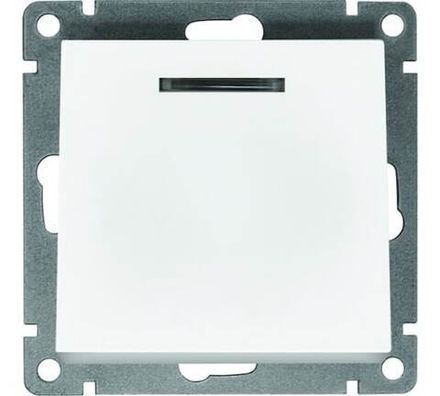 Выключатель одноклавишный с подсветкой "UNIVersal" серия "Афина ", с/у, 10А, 220В, белый (еврослот)