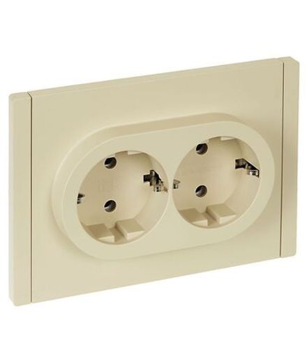 Розетка 2-м СП FORTE&PIANO FP424 16А с заземл. без защ. шторок безвинт. крепл. ваниль IEK FP-R21-16-1-K10