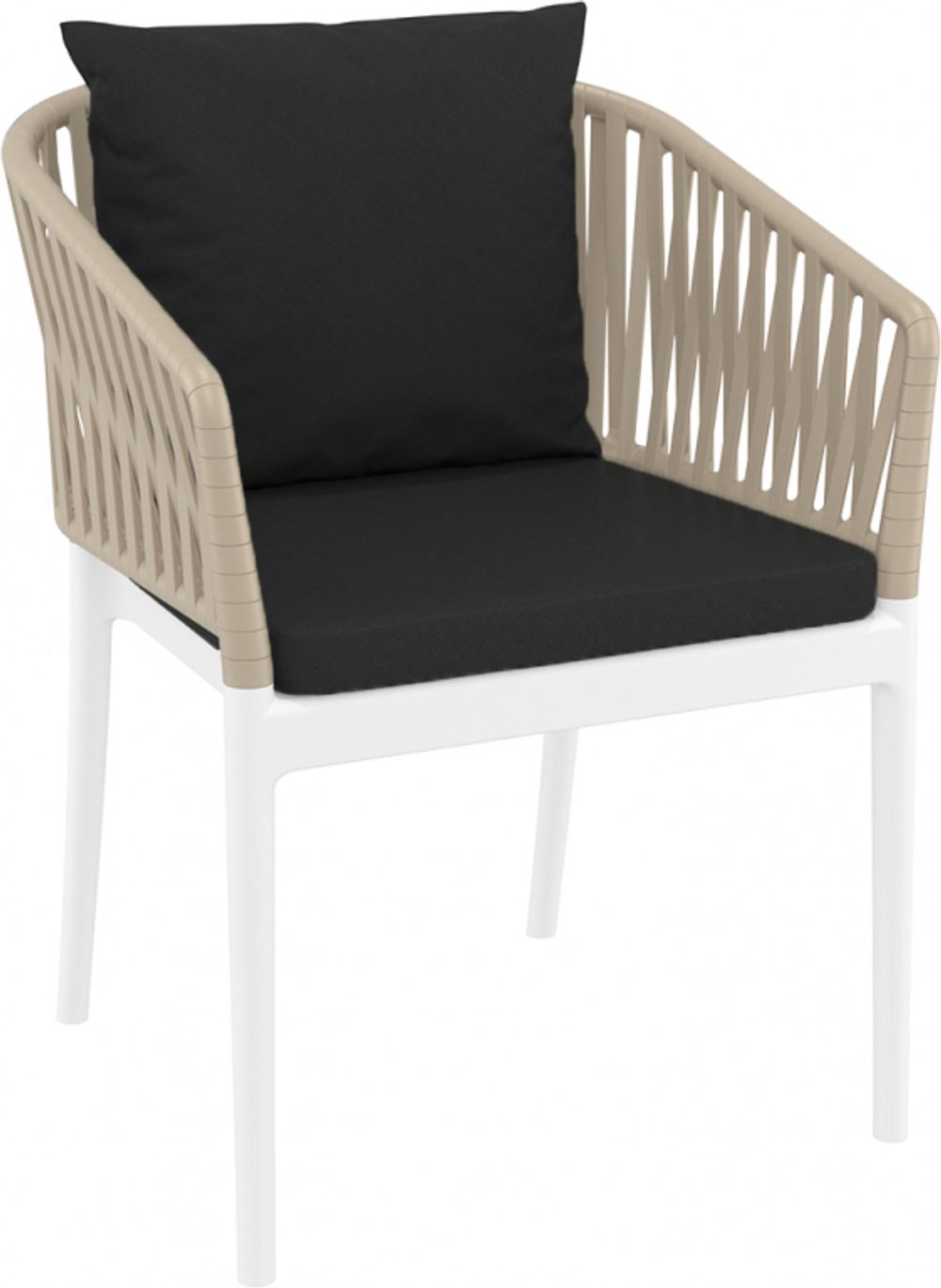 Кресло пластиковое с подушками Siesta Contract Portofino, белый, бежевый, черный