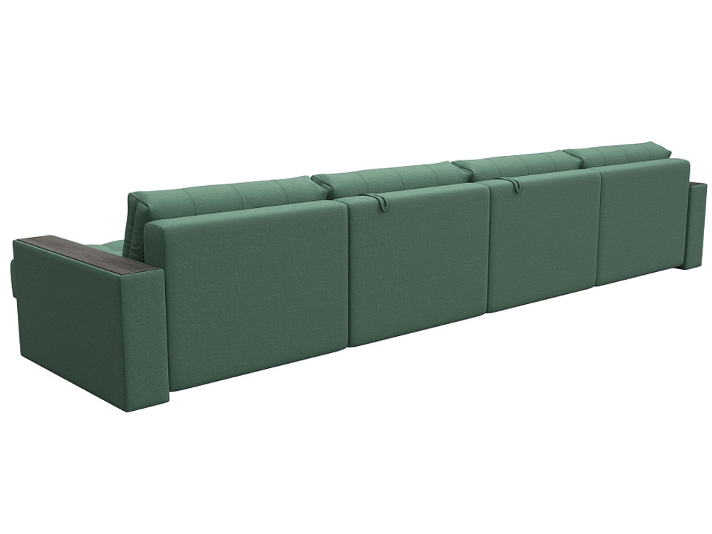 Диван П-образный с декором Лига-049 НПБ Лонг, Амур 11 РОГОЖКА зеленый