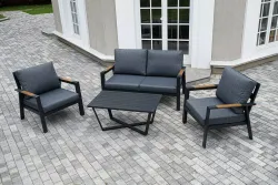 "Орхидея" лаунж-зона 4-местная из алюминия, цвет темно-серый