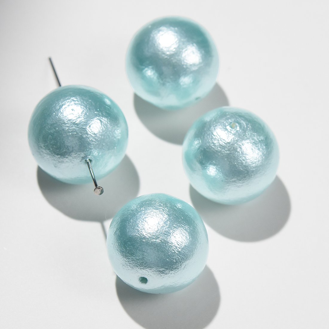 Хлопковый жемчуг, оттенок "Aqua", шар 20мм, сквозное отверстие