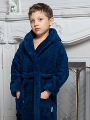 Халат детский с капюшоном АДАМ СИНИЙ