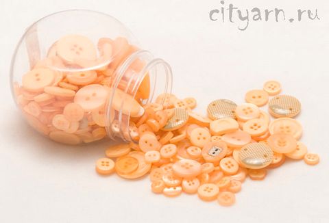 Набор разных пуговиц для рукоделия в банке, 140 гр, цвет 131 Orange Fizz, персиковые