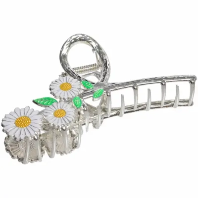 Заколка-краб для волос «AKS - DesignPRO», ромашки, цвет золото и хром, 11*5см