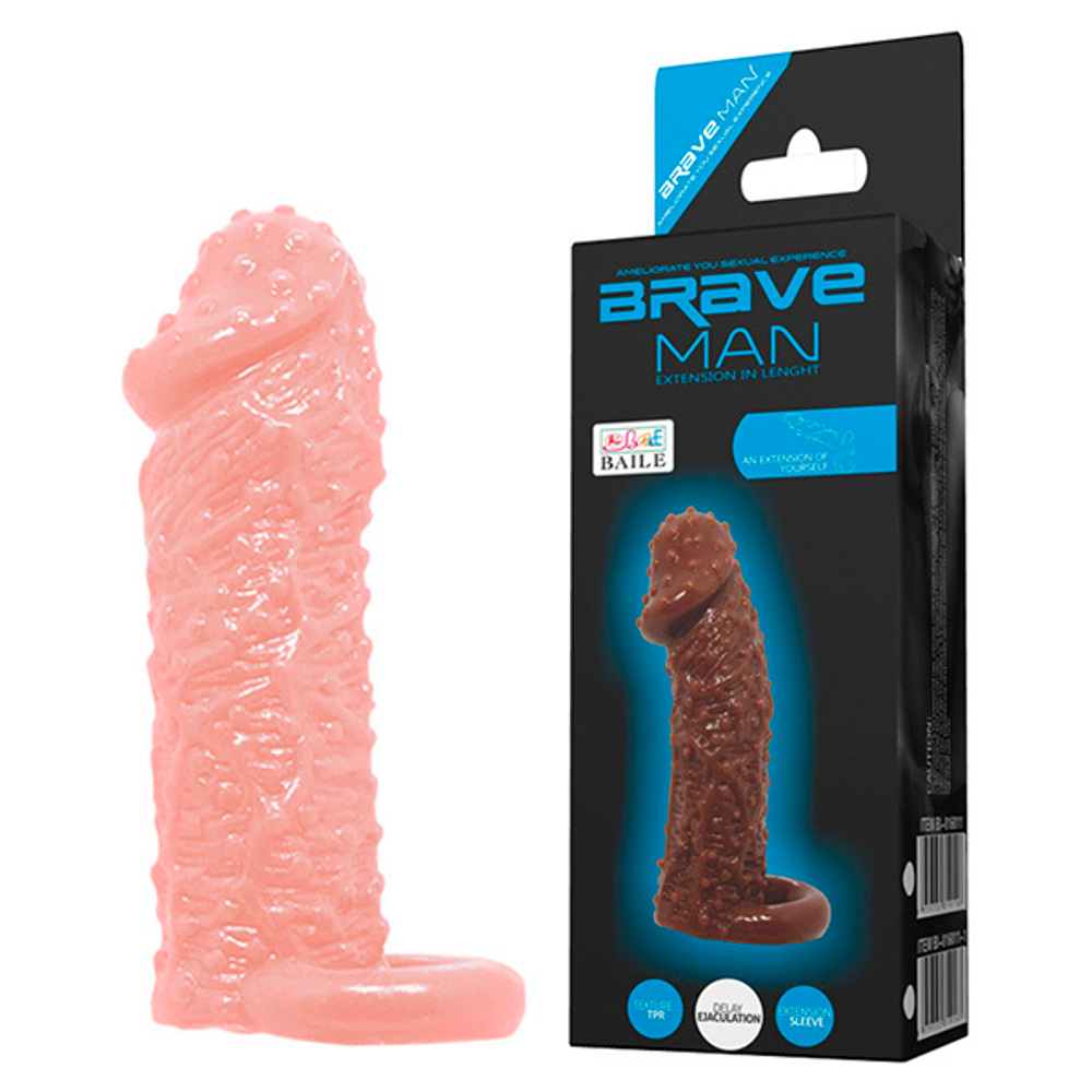 Фаллическая насадка 13см с точками и подхватом мошонки Baile BI-016013-1