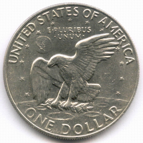 1 доллар 1974 год (без знака - Philadelphia). США. Эйзенхауэр. Медь с медно-никелевым покрытием, диаметр 38.1 мм. XF-AU