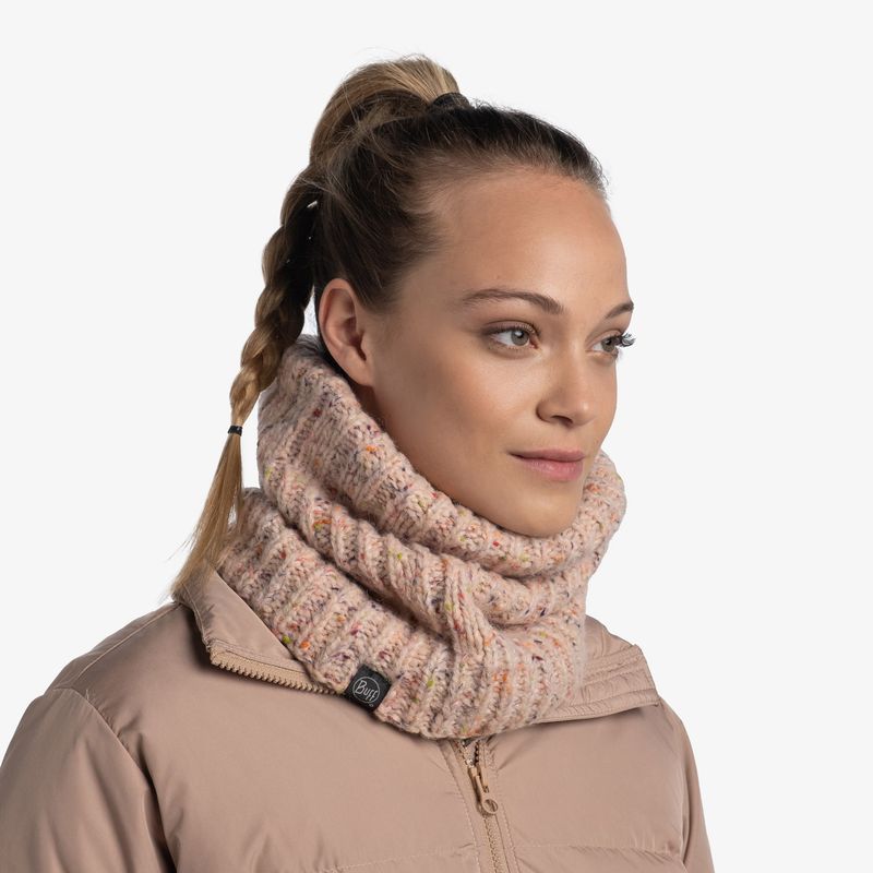 Вязаный шарф-труба с флисом Buff Neckwarmer Knitted Fleece Kim Pale Pink Фото 2