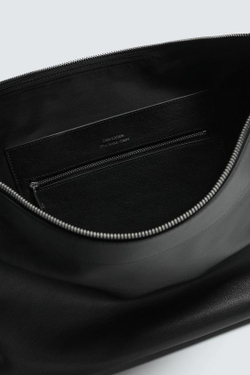 ZARA КОЖАНАЯ СУМКА, ЧЕРНЫЙ