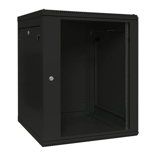 Шкаф настенный 19" TERACOM PRO 15U 600x600 мм дверь стеклянная с замком-ручкой чёрный