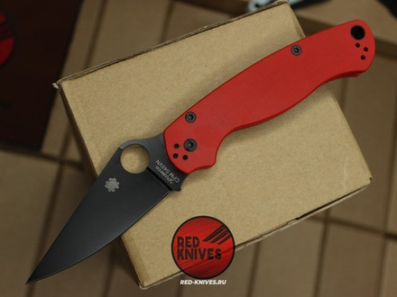 Нож Spyderco Paramilitary 2 G10 - красная рукоять, черный клинок RK/468