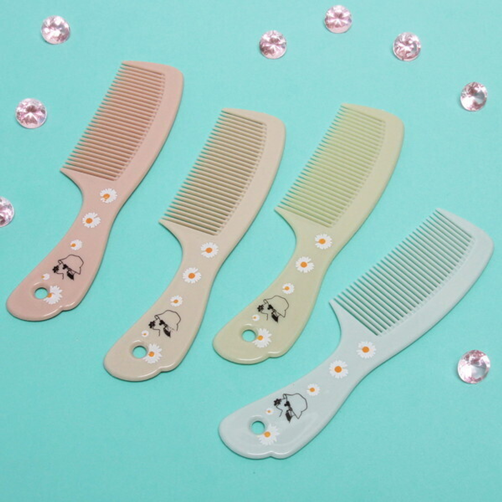 Расческа классическая с ручкой «Soft hair - Ромашки», микс цветов, 20*4,5см