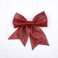 Набор бантов Бриджит 2 шт., 12x13 см., красный с пайетками, Christmas DeLuxe (88151)