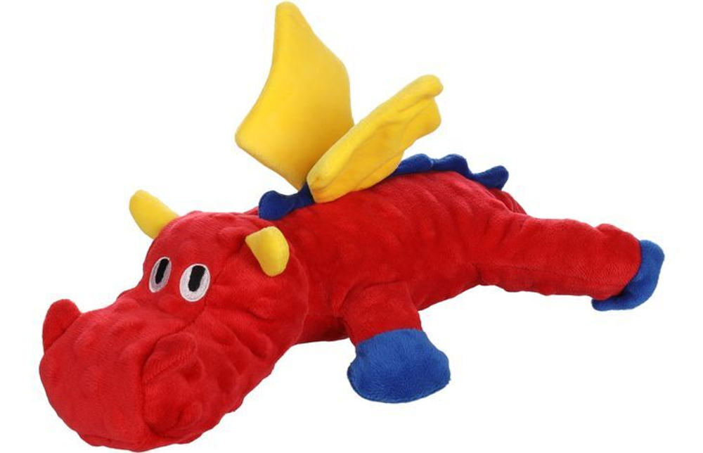 Игрушка для собак Flamingo "Дракон" с пищалкой и шуршиком, 23 х 35 х 8 см, плюш, красный