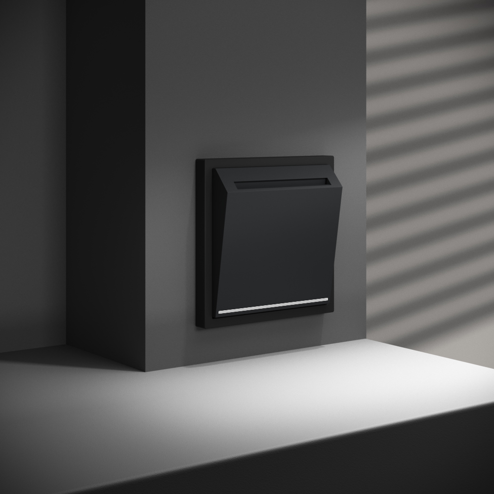 Выключатель встраиваемый VOLTUM S70 карточный 16А, (черный матовый)