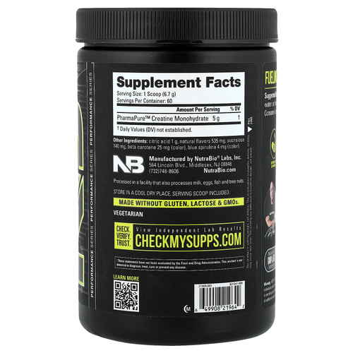 NutraBio, микронизированный моногидрат креатина, со вкусом лимона, 402 г (14,1 унции)